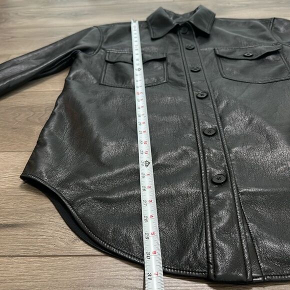 Wilfred By Aritzia Vegan Leather Shirt Jacket Black Shacket Size Small - Picture 9 of 13